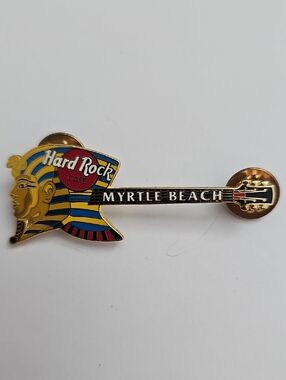 Hard Rock Cafe Myrtle Beach Pharaoh Guitar Pin - Yellow, Blue, Red, Black